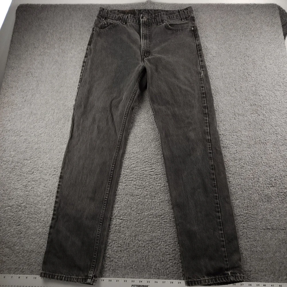 VTG Levis 505 Orange Tab Jeans Mens 36x34 Black Denim Straight Leg USA *Flaw